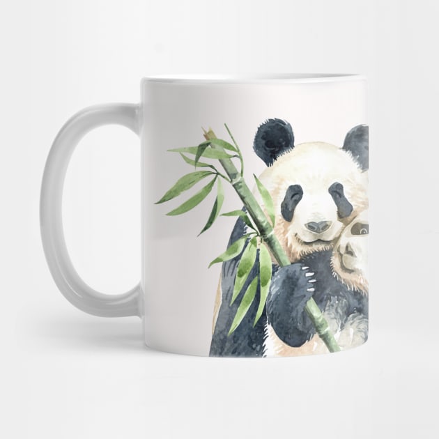 Watercolor Panda Mom and Cub by HolidayBug